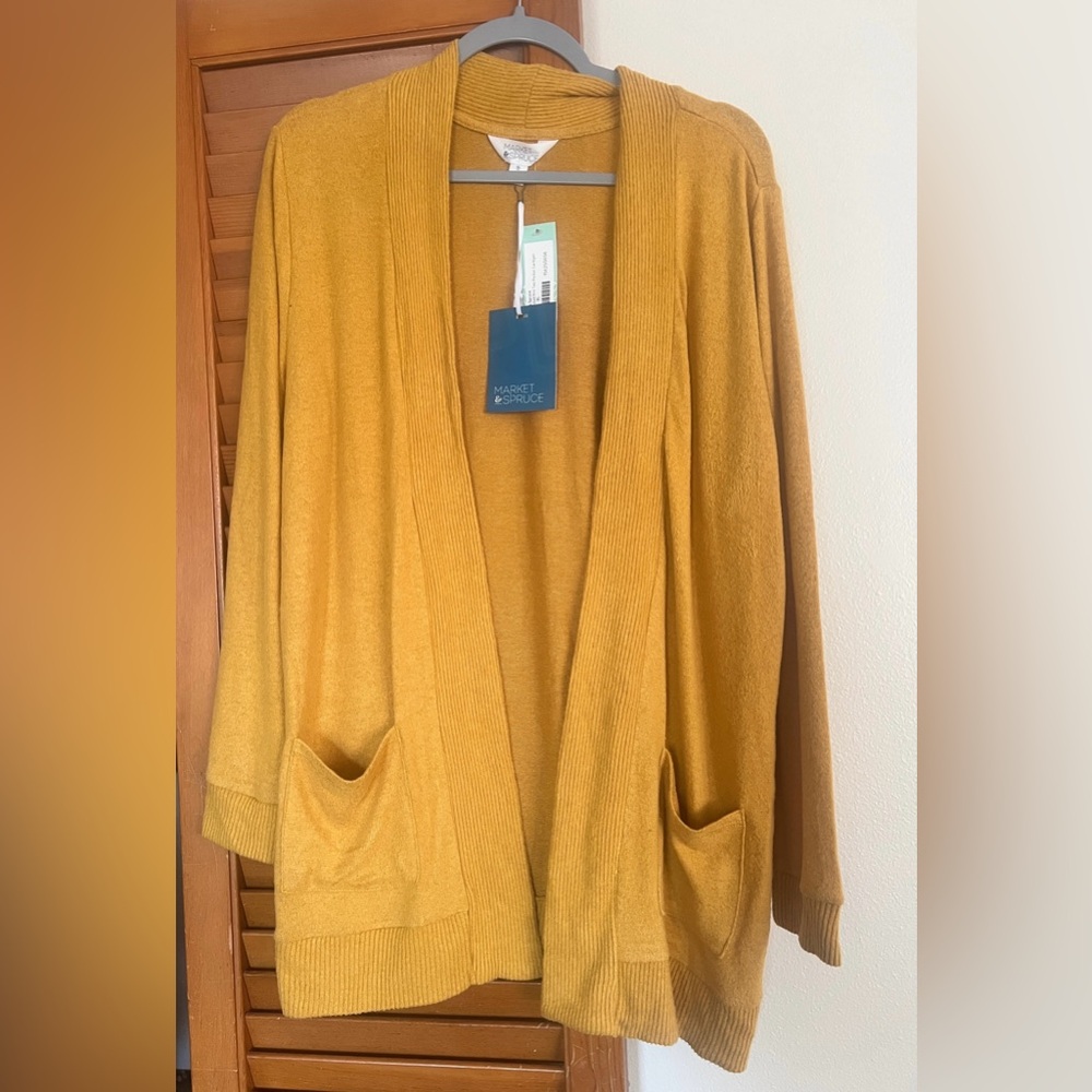 Market & Spruce Women’s Mustard Yellow Knit Cardigan Sweater NEW XL Stitch Fix